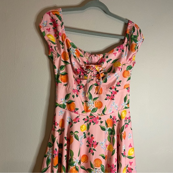 Floral Midi Dress in Pink and Orange - Picture 3 of 14